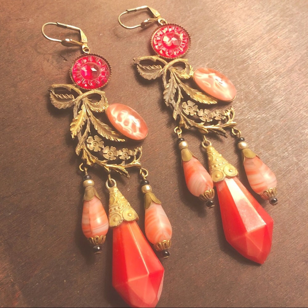 COPY - Never Worn Vintage Antique Czech Glass Ear…